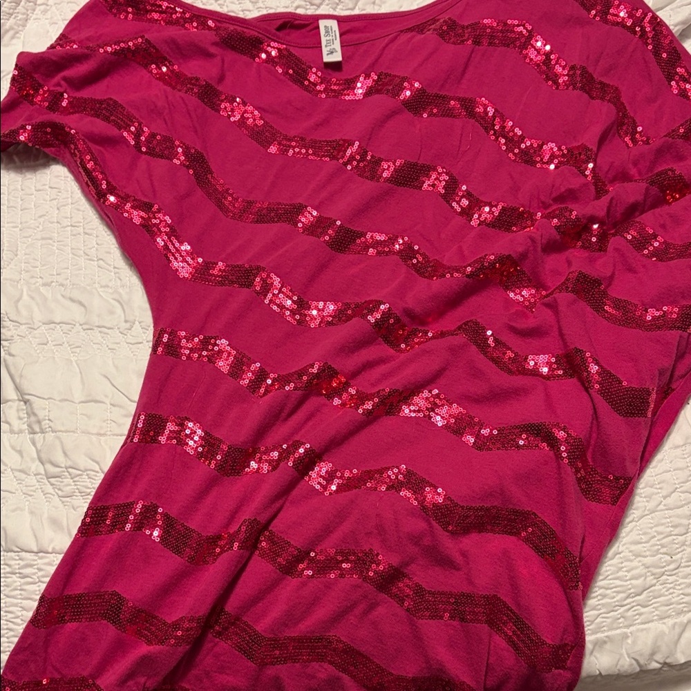 Vintage Victoria’s Secret Pink and Red Sequin Striped Top
